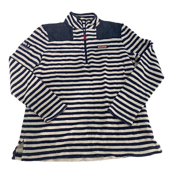 Vineyard Vines Shep women’s Striped Cotton Pullover Sweatshirt Blue/White Small - Picture 3 of 11